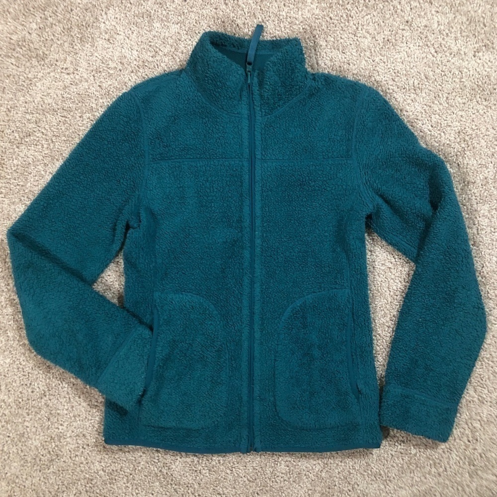 Reversible Teal Fleece and Warm Teddy Bear Fleece Full Zip Jacket extra small XS - Picture 6 of 11